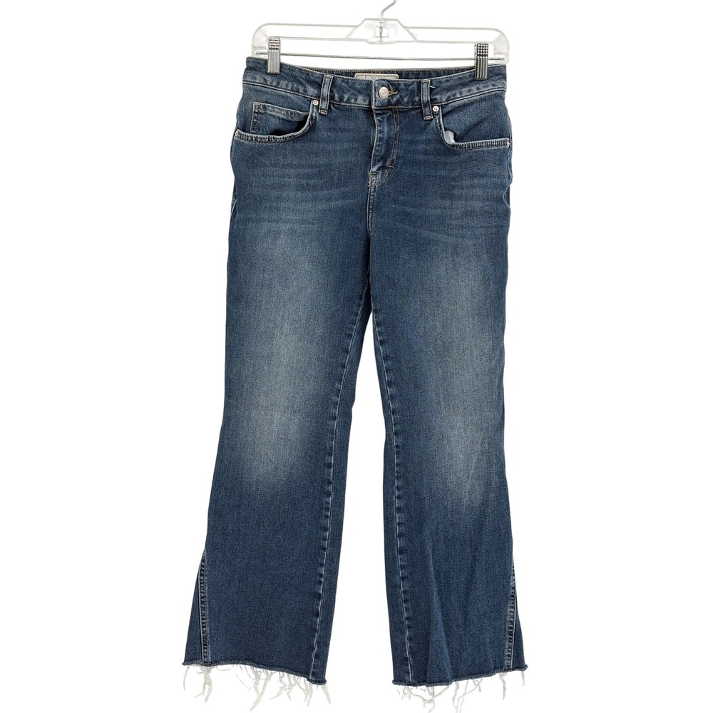 Free People Jeans Women Size 28 Blue High Rise Straight Leg Ankle Raw Hem